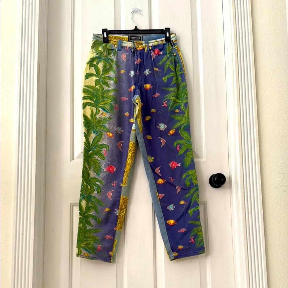 Versace Jeans Couture Tropical Print Jeans vintage - Picture 1 of 11